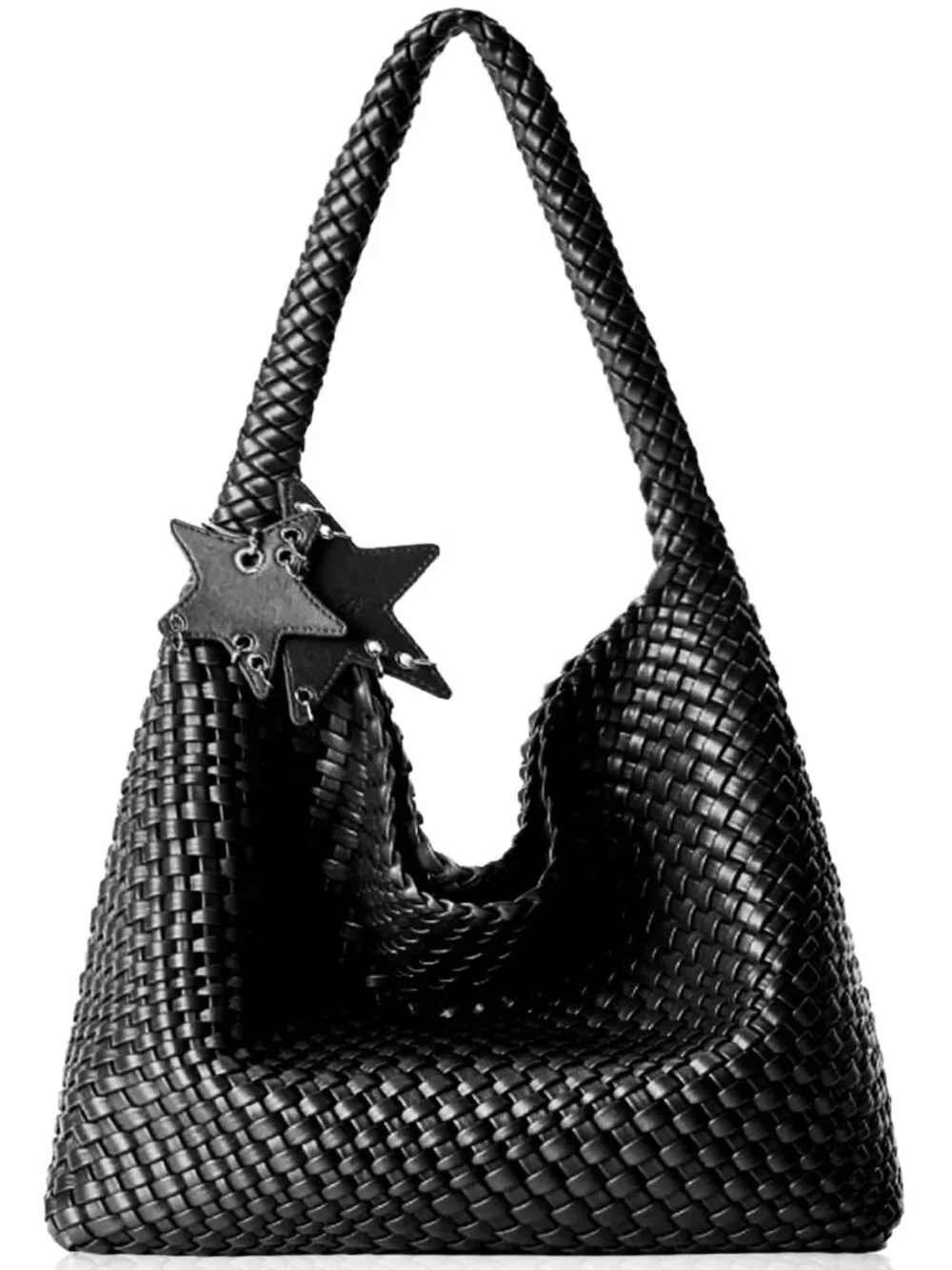 Woven Tote Bag Shoulder Handbags Black Hobo Handwoven Satchel Top Handle - Picture 1 of 6